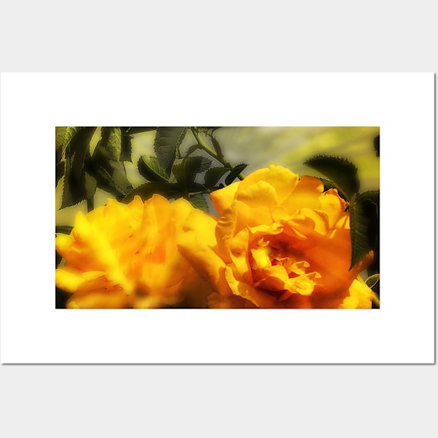 Yellow roses floral with angelic sky Wall Art by Khala